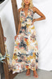 Mixiedress Halter V Neck Backless Printed Maxi Vacation Dress