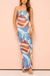 Strapless Tube Tie Dye Maxi Dress