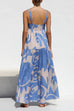 Mixiedress Adjustable Strap Waisted Soleil Print Ruffle Maxi Dress