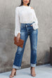 Mixiedress High Waist Straight Leg Ripped Denim Pants