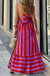 Mixiedress Halter Neck Open Back Striped Ruffle Maxi Vacation Dress