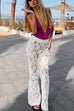 Mixiedress Elastic Waist Bell Bottoms Lace Hollow Out Pants