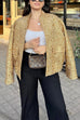 Mixiedress Stand Collar Zip Up Pocketed Sequin Jacket