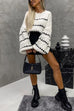 Mixiedress Lantern Sleeves Color Block Chunky Knit Sweater