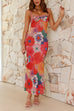 Mixiedress Lace Trim Floral Print Bodycon Cami Maxi Holiday Dress