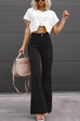 Mixiedress One Button Corduroy Flare Pants with Pockets