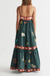 Mixiedress Spaghetti Strap Backless Printed Swing Maxi Sun Dress