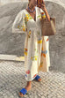 Mixiedress V Neck Button Down Tropic Print Sun-kissed Maxi Holiday Dress