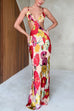 Mixiedress V Neck Cut Out Floral Print Maxi Cami Dress