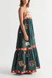 Mixiedress Spaghetti Strap Backless Printed Swing Maxi Sun Dress