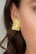 Mixiedress Textured Gold Rectangle Stud Earrings