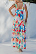 Mixiedress Bow Shoulder Ruffle Tiered Printed Flowy Maxi Cami Dress