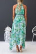 Mixiedress V Neck Waisted Cut Out Floral Pleated Maxi Dress