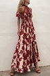 Off Shoulder High Waist Floral Print Ruffle Maxi Dress