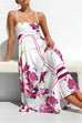 Mixiedress Spaghetti Strap High Waist Floral Print Swing Maxi Vacation Dress