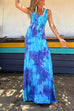 Scoop Neck Backless Criss Cross Tie Dye Maxi Dress