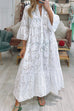 Mixiedress V Neck Flare Sleeves Lace Hollow Out Tiered Maxi Dress