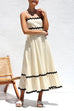 Mixiedress Spaghetti Strap High Waist Ric Rac Ruffle Maxi Dress