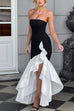 Strapless Color Block Ruffle Layered Bandeau Maxi Dress