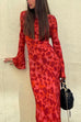 Mixiedress Bell Long Sleeves Floral Print Maxi Dress