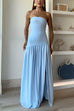 Strapless Tube High Slit Swing Maxi Party Dress