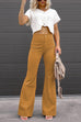 Mixiedress One Button Corduroy Flare Pants with Pockets