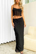 Mixiedress Ruffle Crop Cami Top Elastic Waist Maxi Skirt Set