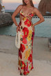 Mixiedress V Neck Cut Out Floral Print Maxi Cami Dress