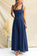 Adjustable Strap Sleeveless Denim Swing Maxi Dress