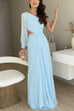 One Shoulder Slit Sleeve Cut Out Flowy Maxi Dress