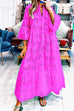 Mixiedress V Neck Flare Sleeves Lace Hollow Out Tiered Maxi Dress