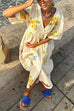 Mixiedress V Neck Button Down Tropic Print Sun-kissed Maxi Holiday Dress