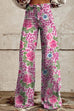 Mixiedress Leopard Floral Print Wide Leg Pocketed Pants