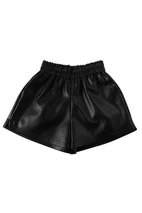 Mixiedress Elastic Waist Pocketed Faux Leather Shorts