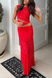 Mixiedress Sleeveless Cut Out Lace Top and Maxi Bodycon Skirt Set