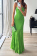 Mixiedress Strapless Tube Pleated Maxi Knit Dress