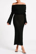 Mixiedress Off Shoulder Long Sleeves Bodycon Knit Maxi Dress