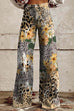 Mixiedress Leopard Floral Print Wide Leg Pocketed Pants