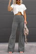 Mixiedress One Button Corduroy Flare Pants with Pockets