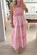 Mixiedress Tie Shoulder Splice Floral Print Ruffle Maxi Cami Dress