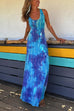 Scoop Neck Backless Criss Cross Tie Dye Maxi Dress