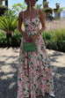 Square Neck Floral Print Ruffle Tiered Maxi Cami Dress