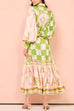 Mixiedress Lantern Sleeves Tie Waist Unique Print Ruffle Maxi Shirt Dress