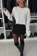 Mixiedress Crewneck Bow Back Cut Out Cozy Sweater