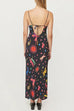 Lace-up Backless Neon Zodiac Print Maxi Cami Dress