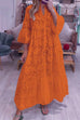 Mixiedress V Neck Flare Sleeves Lace Hollow Out Tiered Maxi Dress