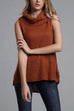 Mixiedress Cowl Neck Side Slit Sleeveless Sweater Vest