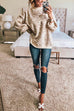 Mixiedress Crewneck Drop Shoulder Leopard Slouchy Sweater