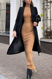 Mixiedress Mockneck Long Sleeves Bodycon Knit Maxi Dress