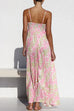 Mixiedress Spaghetti Strap Empire Waist Floral Print Swing Maxi Dress